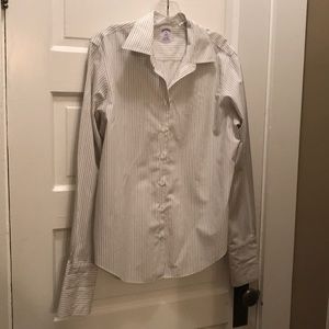 No iron button down striped dress shirt